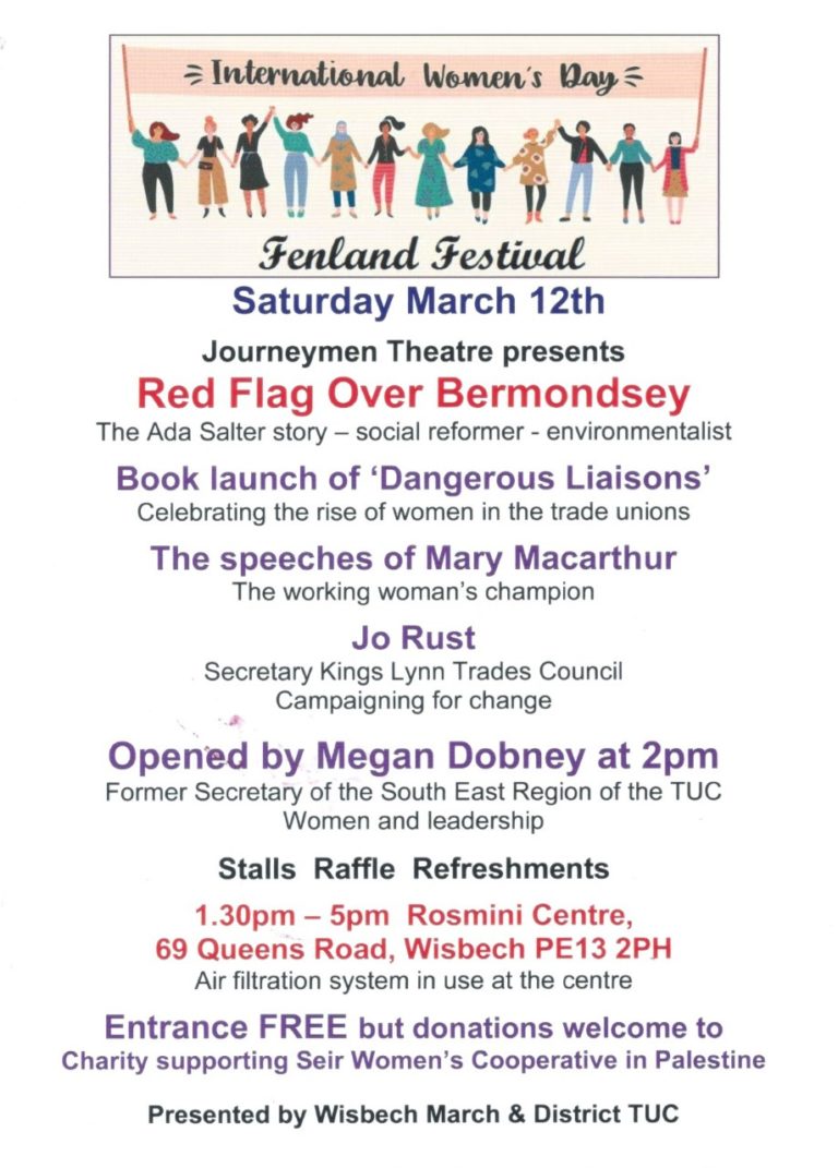 International Women's Day Fenland Festival on Saturday March 12. NWR