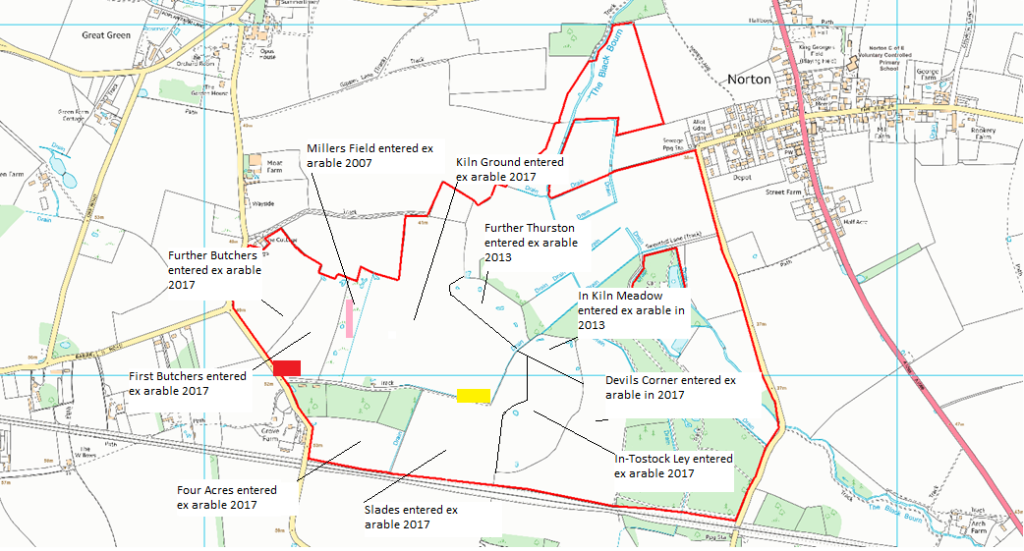 Black Bourn Valley Field Parcel Names and Ex-Arable Entry Dates